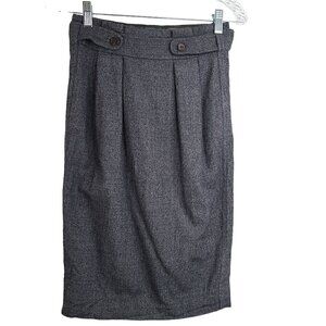 Martin + Osa Charcoal Black Wool Nautical Pleated Pencil Skirt